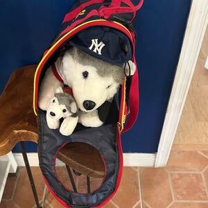 Build a Bear Workshop Rolling Pet Carrier Backpack with Plush Husky Dogs